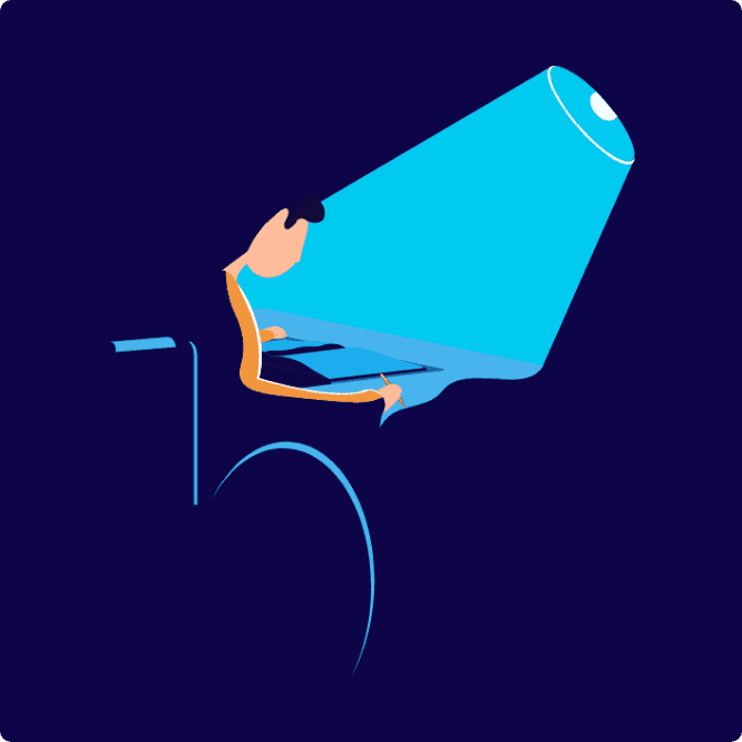 Graphic showing a person on a wheelchair writing down a story