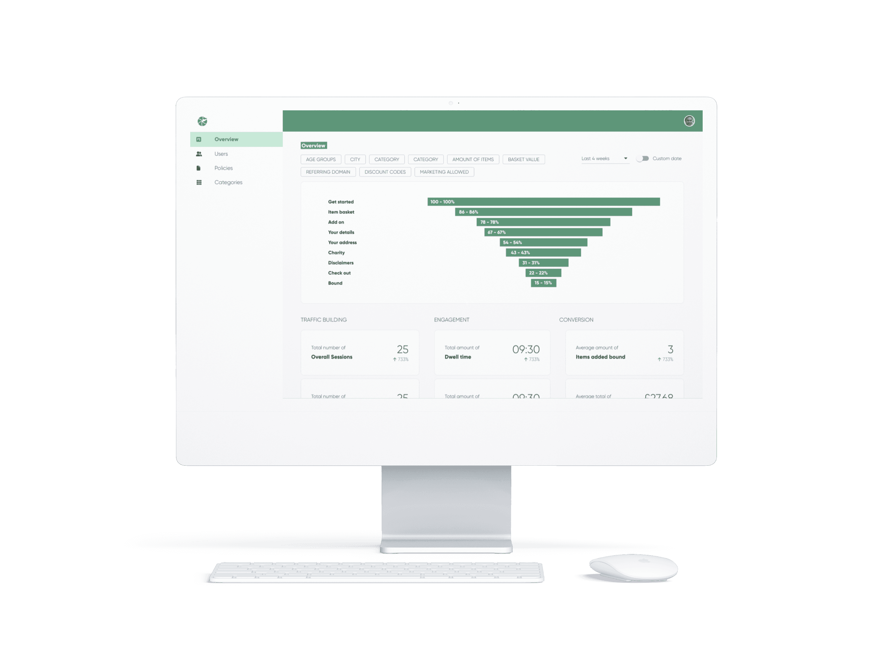 Mockup of the admin dashboard and the API system