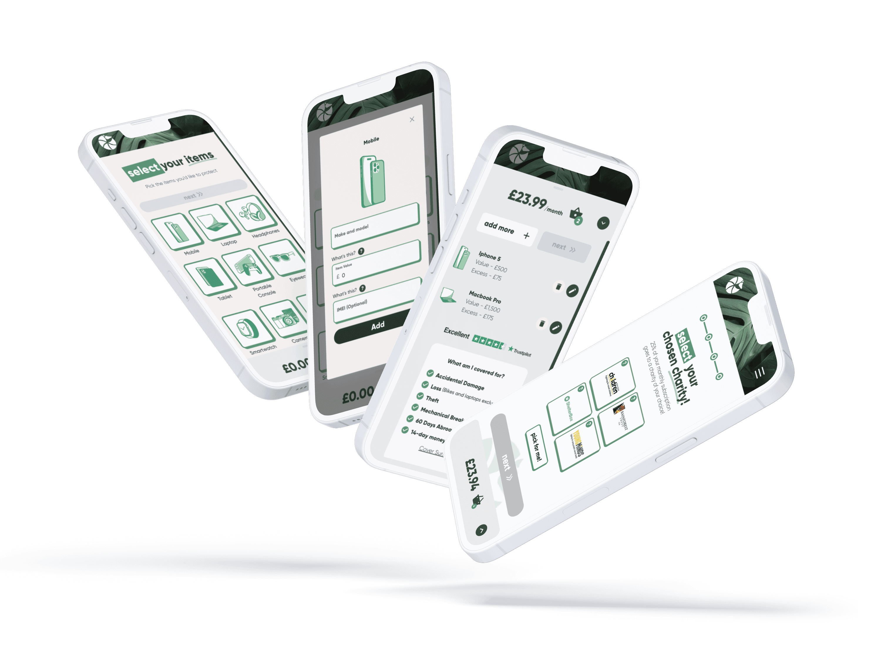 Mockups showcasing the interactive customer journey