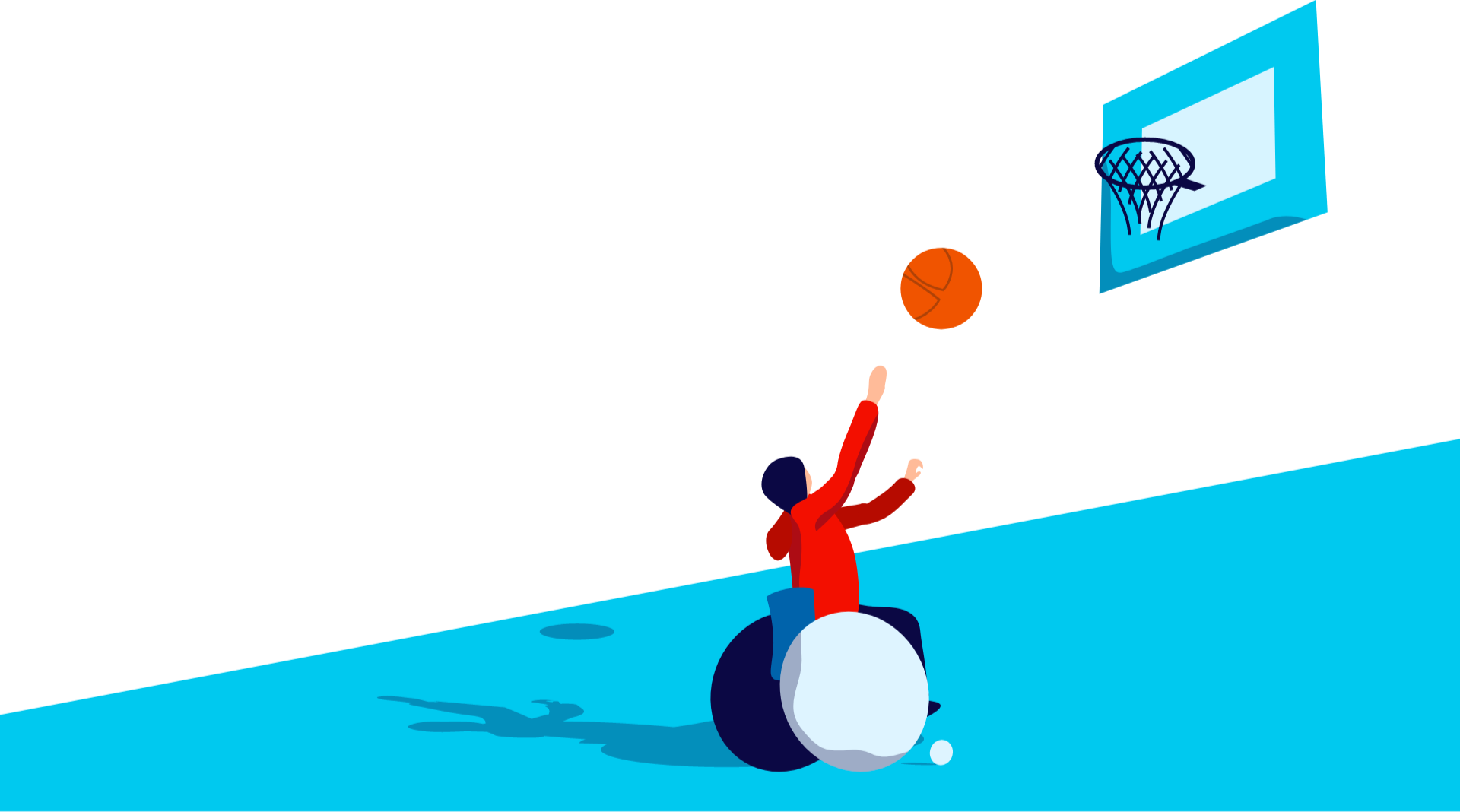 Illustration of disabled person playing basketball
