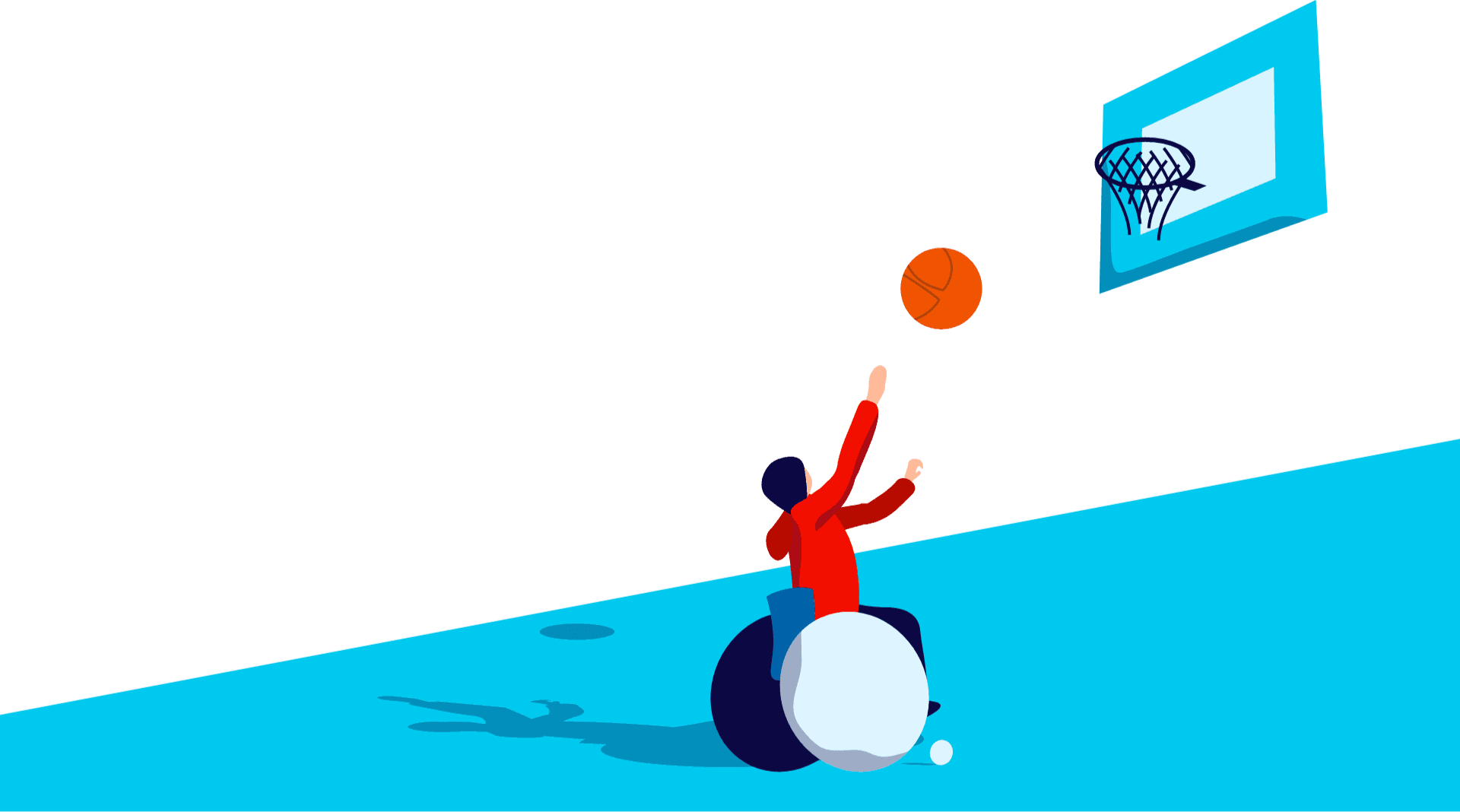Illustration of disabled person playing basketball