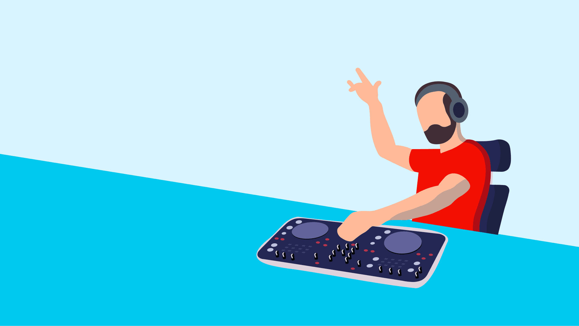 Illustration of Adam the DJ playing music