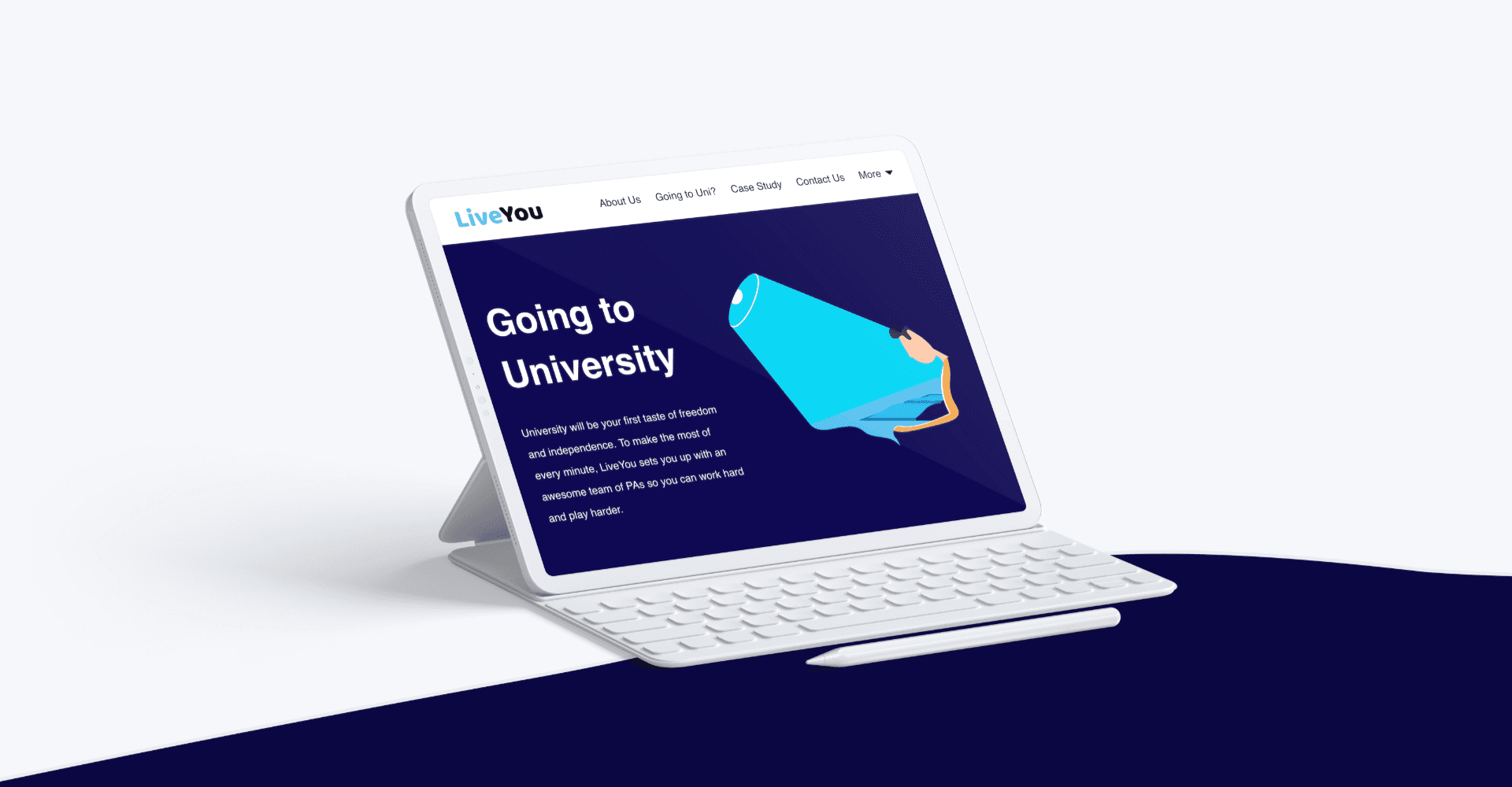 Tablet of LiveYou website developed in ReactJS