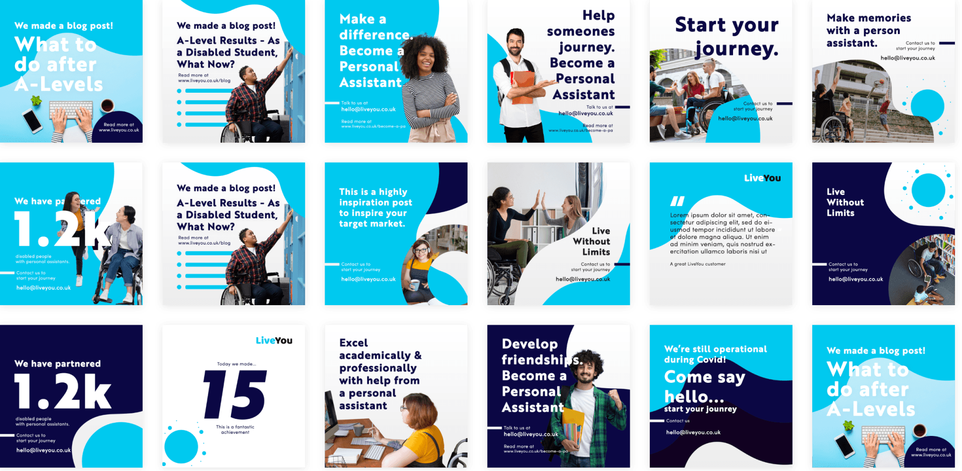 Social media adverts that are designed for brand awareness and consistency