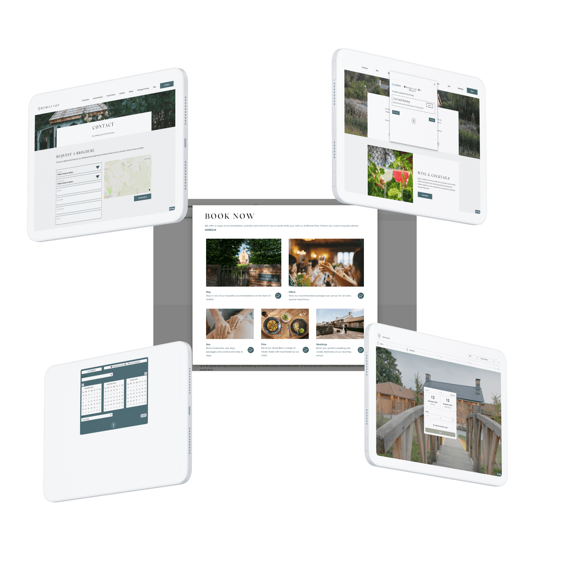 Mockups showcasing the booking system