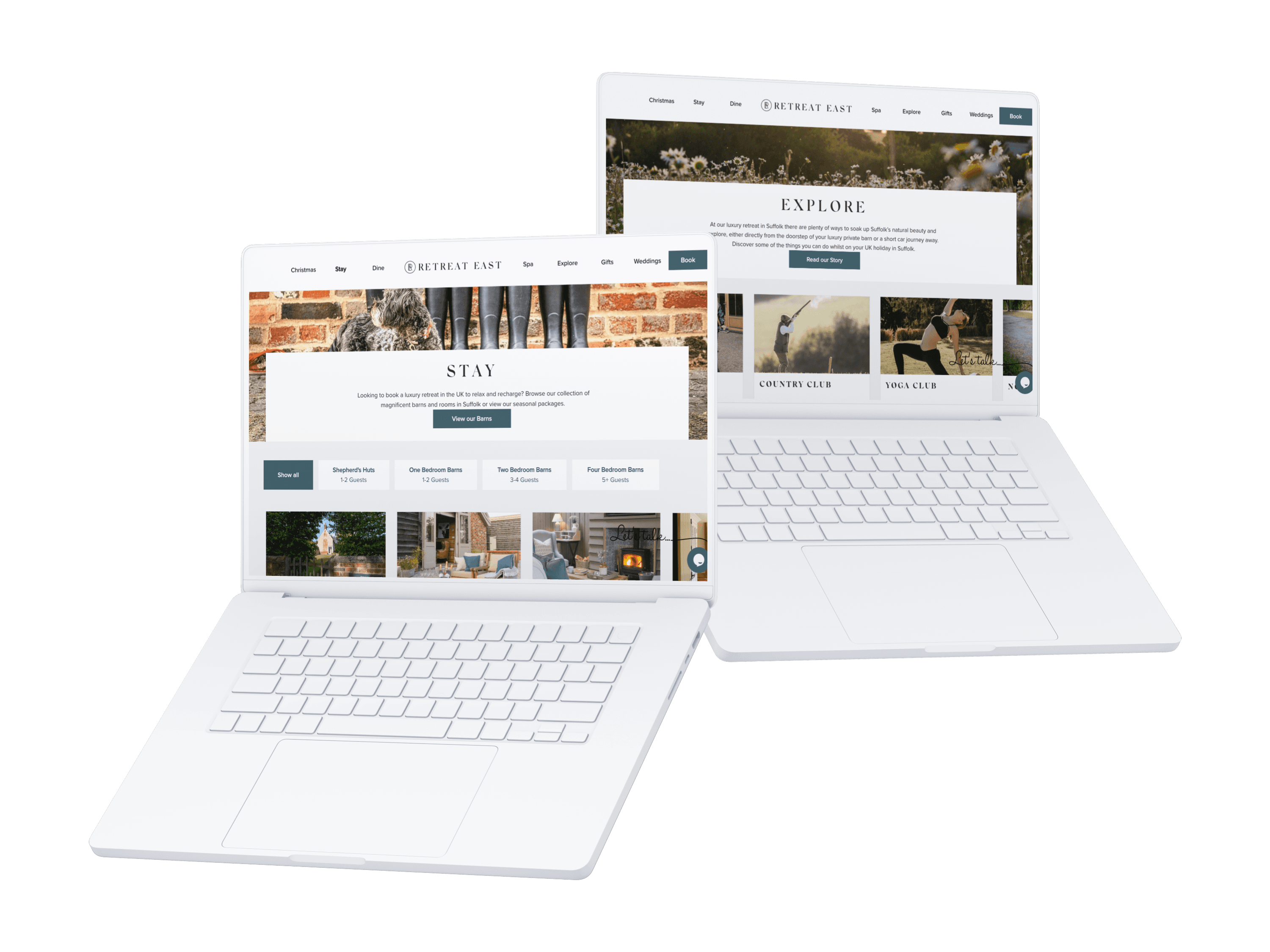 Laptop mockups showcasing the website